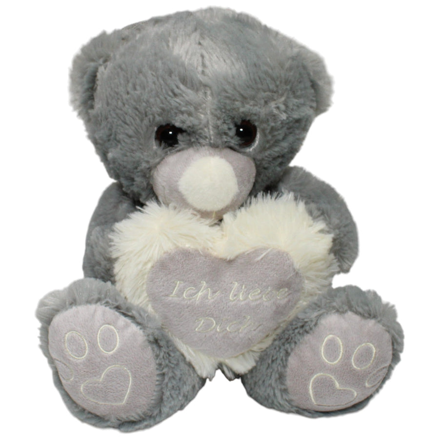 Flos Toys, grauer Teddy mit Herz "Ich liebe Dich"