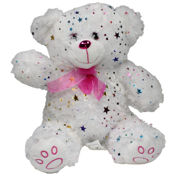Weißer Teddy mit bunten Glitzersternen