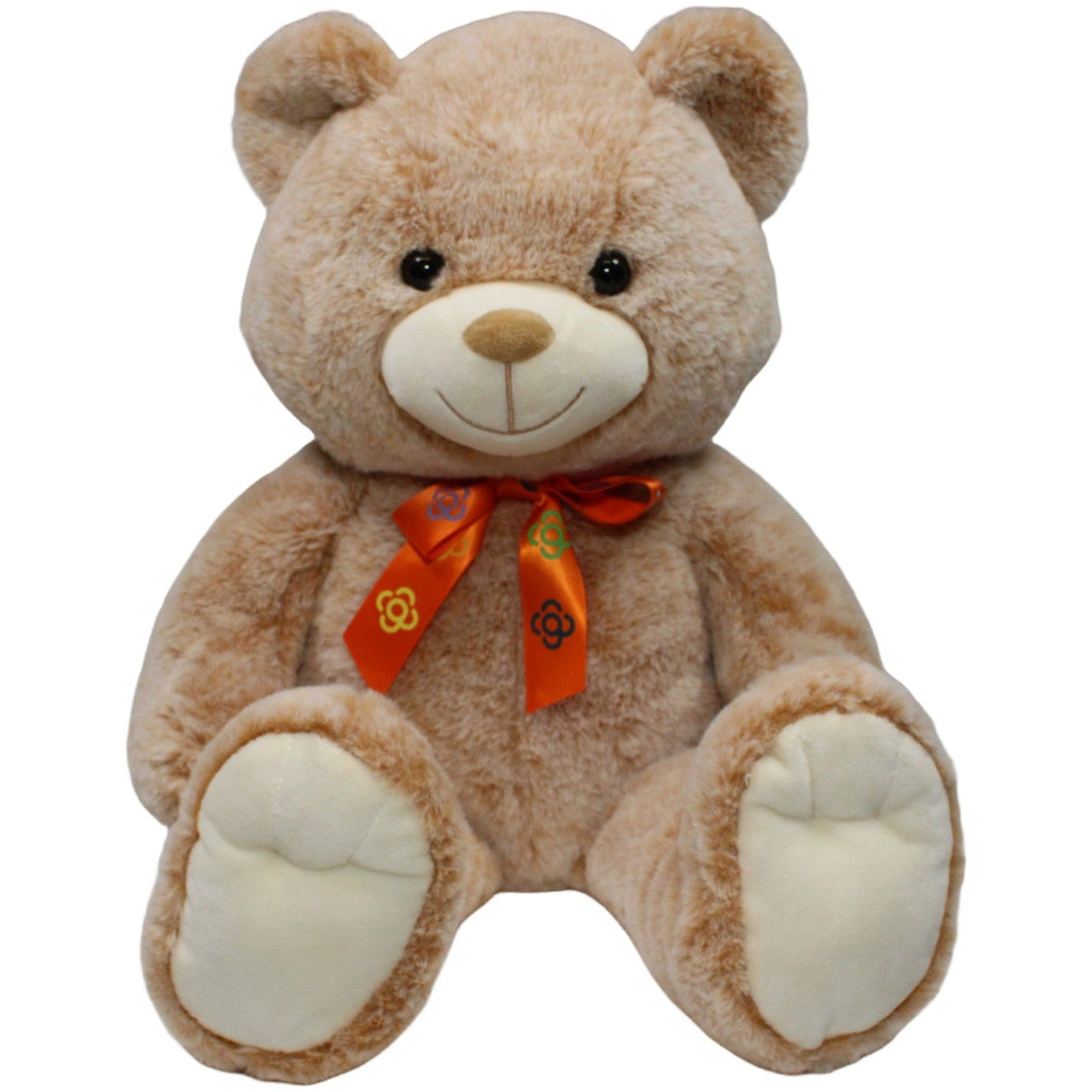 123000021643 Bob der Bär XL Lieblingsbär mit oranger Schleife Kuscheltier Kumpel Leo 50cm Beige Braun