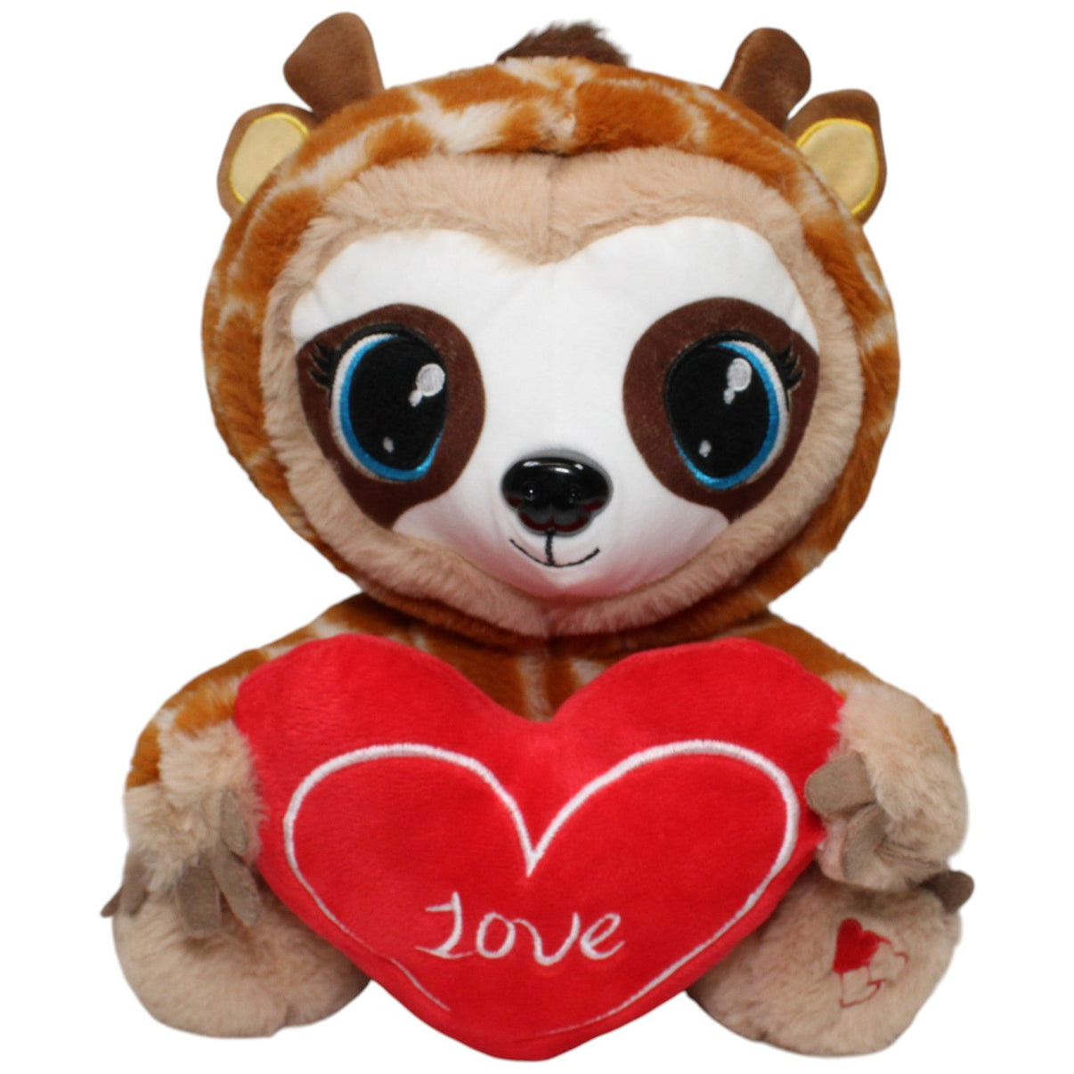 123000021669 Teddy Bear Group Süßes Faultier in Giraffenkostüm mit Herz "Love" Kuscheltier Kumpel Leo 28cm Beige Braun