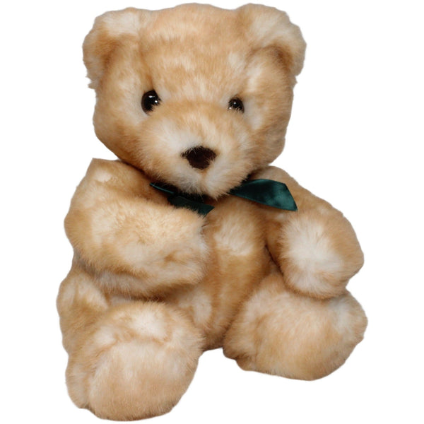 Sitzender Teddy mit Schleife, hellbraun-weiß