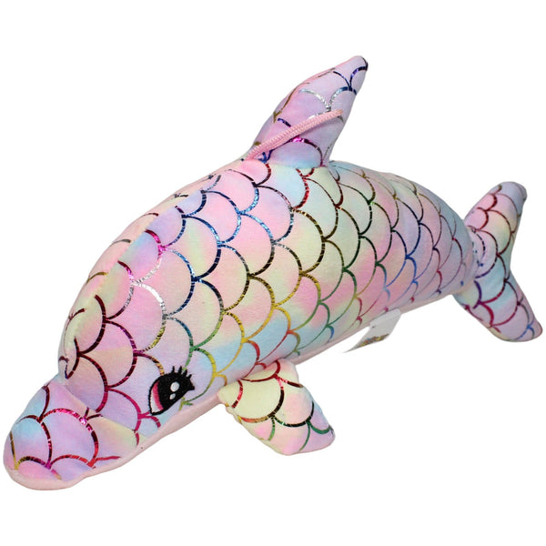 Pastellfarbener Delfin mit Glitzerschuppen, XL