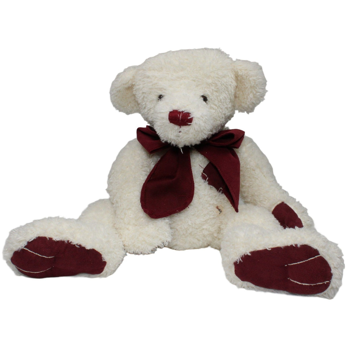 123000021774 Sunkid Weißer XL Teddy mit weinroter Schleife, sitzend Kuscheltier Kumpel Leo 40cm ebay - 20 - stofftiere Gebraucht