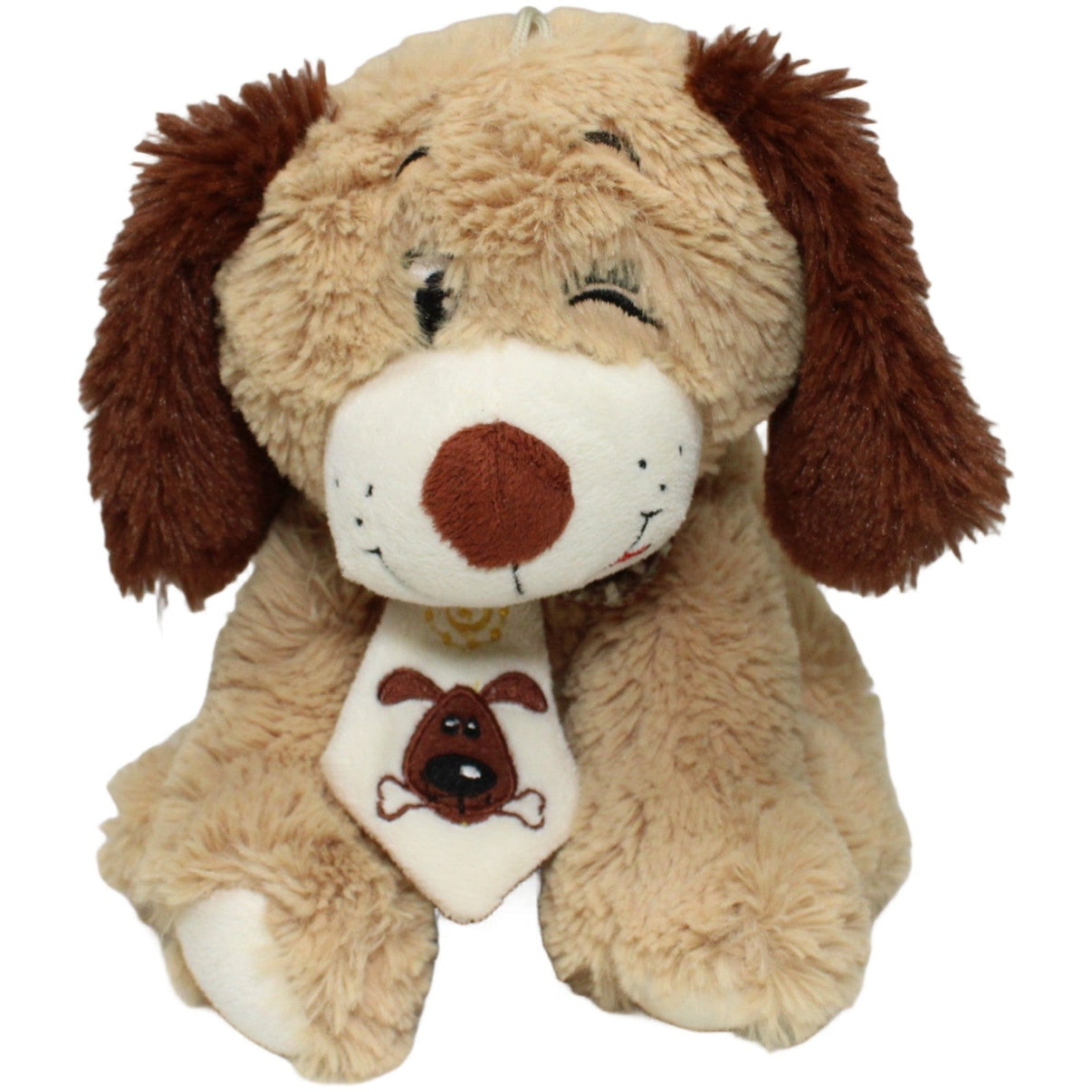 123000021777 Rasehorn Süßer Hund mit Krawatte, sitzend Kuscheltier Kumpel Leo 20cm Beige Braun