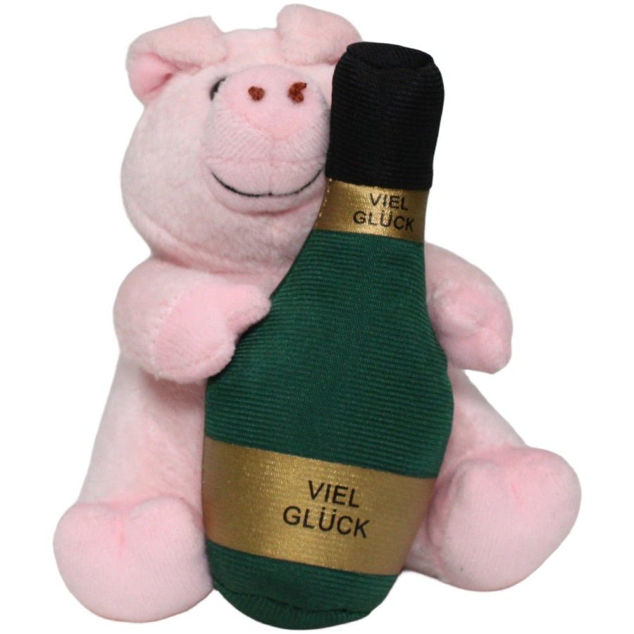 IDEENWELT, kleines Glücksschwein mit Sektflasche "VIEL GLÜCK"