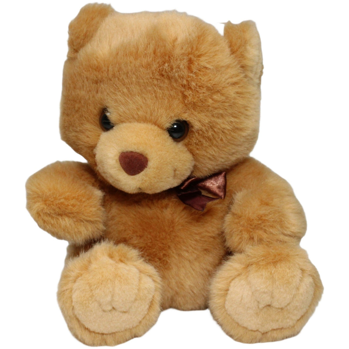 123000021988 Happy People Plüschel, Teddybär mit Schleife Kuscheltier Kumpel Leo 25cm _Vintage_ Braun