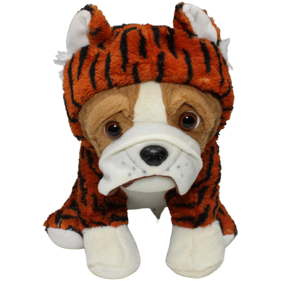 Bulldogge im Tigerkostüm