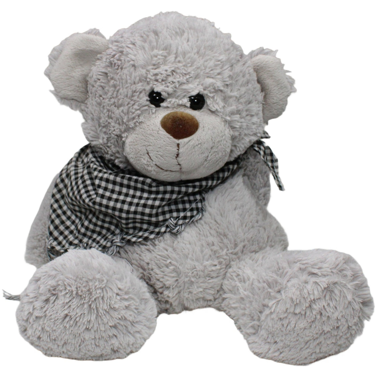 123000022213 Unbekannt Teddybär mit schwarz - weiß kariertem Halstuch, grau Kuscheltier Kumpel Leo 35cm ebay - 20 - stofftiere Einzigartiges Produkt