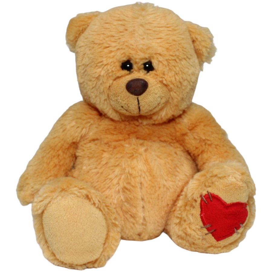 Süßer Teddybär mit Herz auf dem Fuß