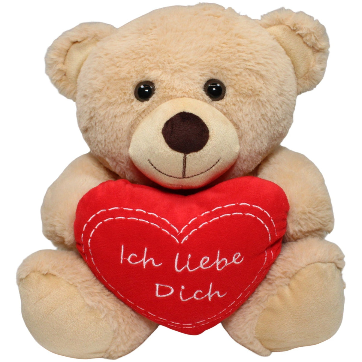 123000022278 Mel - O - Design Brauner Teddybär mit Herz "Ich liebe Dich", sitzend Kuscheltier Kumpel Leo 30cm Beige Braun