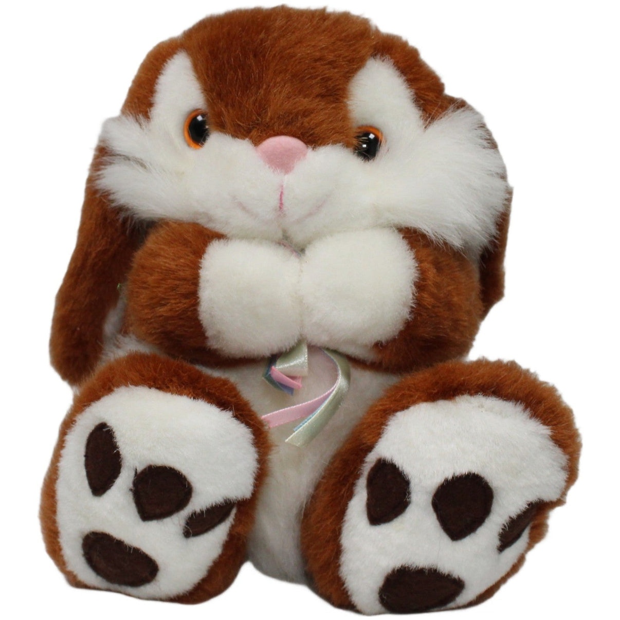 123000022301 Heunec Süßer dunkelbrauner Hase, sitzend Kuscheltier Kumpel Leo 20cm _Vintage_ Braun