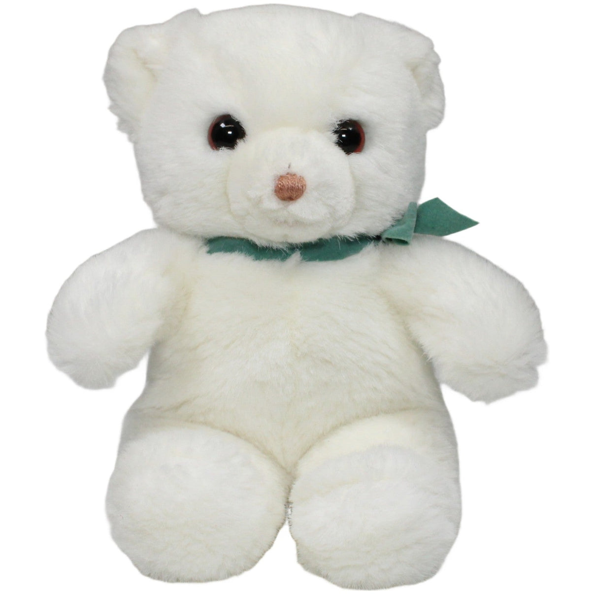 123000022344 GUND Weißer Teddy mit grüner Schleife Kuscheltier Kumpel Leo 1983 23cm _Vintage_