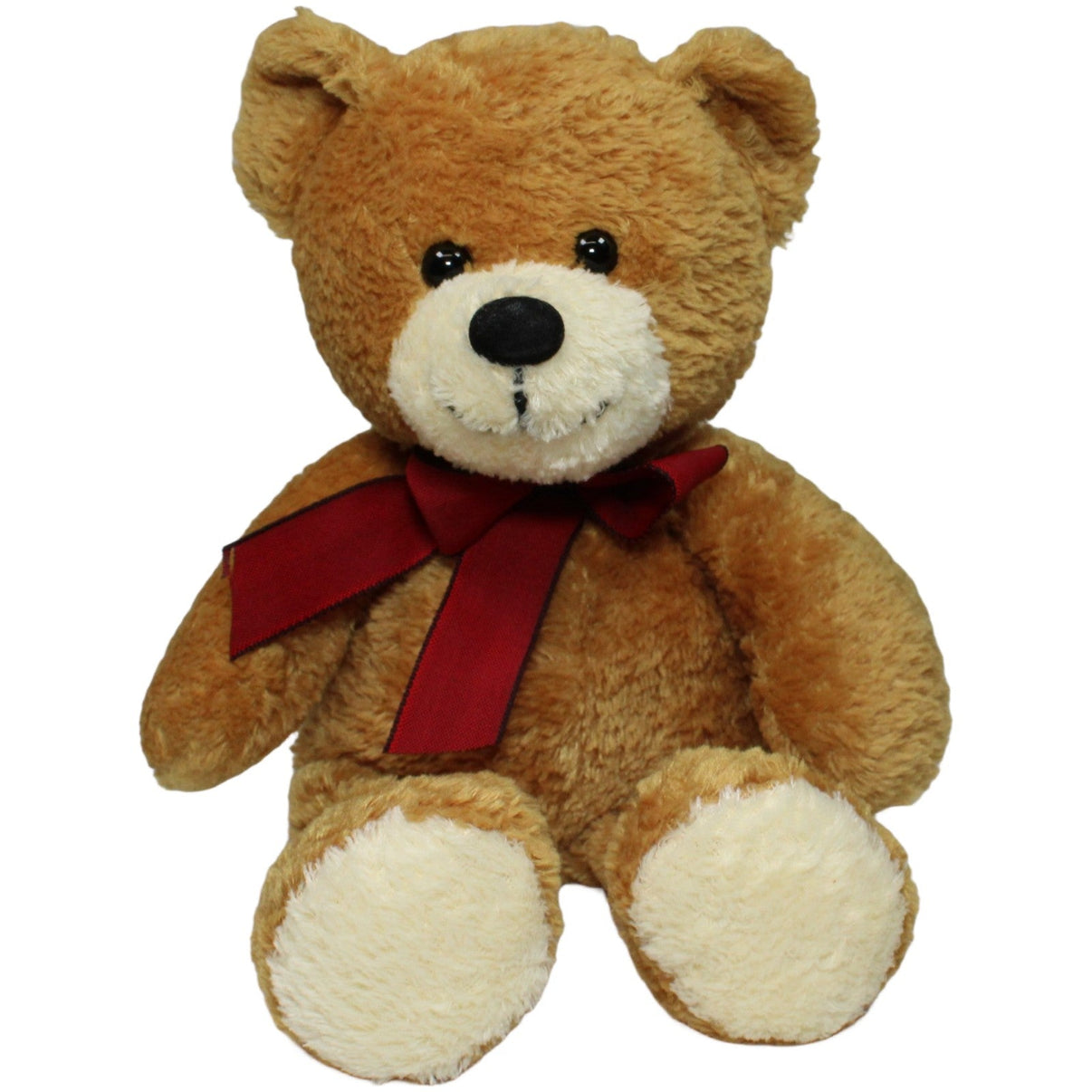 123000022350 EBO Plüschtiere Schlenker Teddy mit roter Schleife Kuscheltier Kumpel Leo 33cm Beige Braun