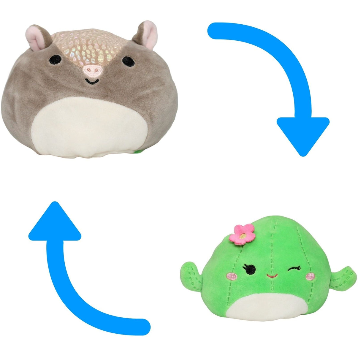 123000022362 Kellytoy Squishmallows, Flip a Mallows™ Gürteltier Thompson & Kaktus Maritza Kuscheltier Kumpel Leo 15cm Beige Braun