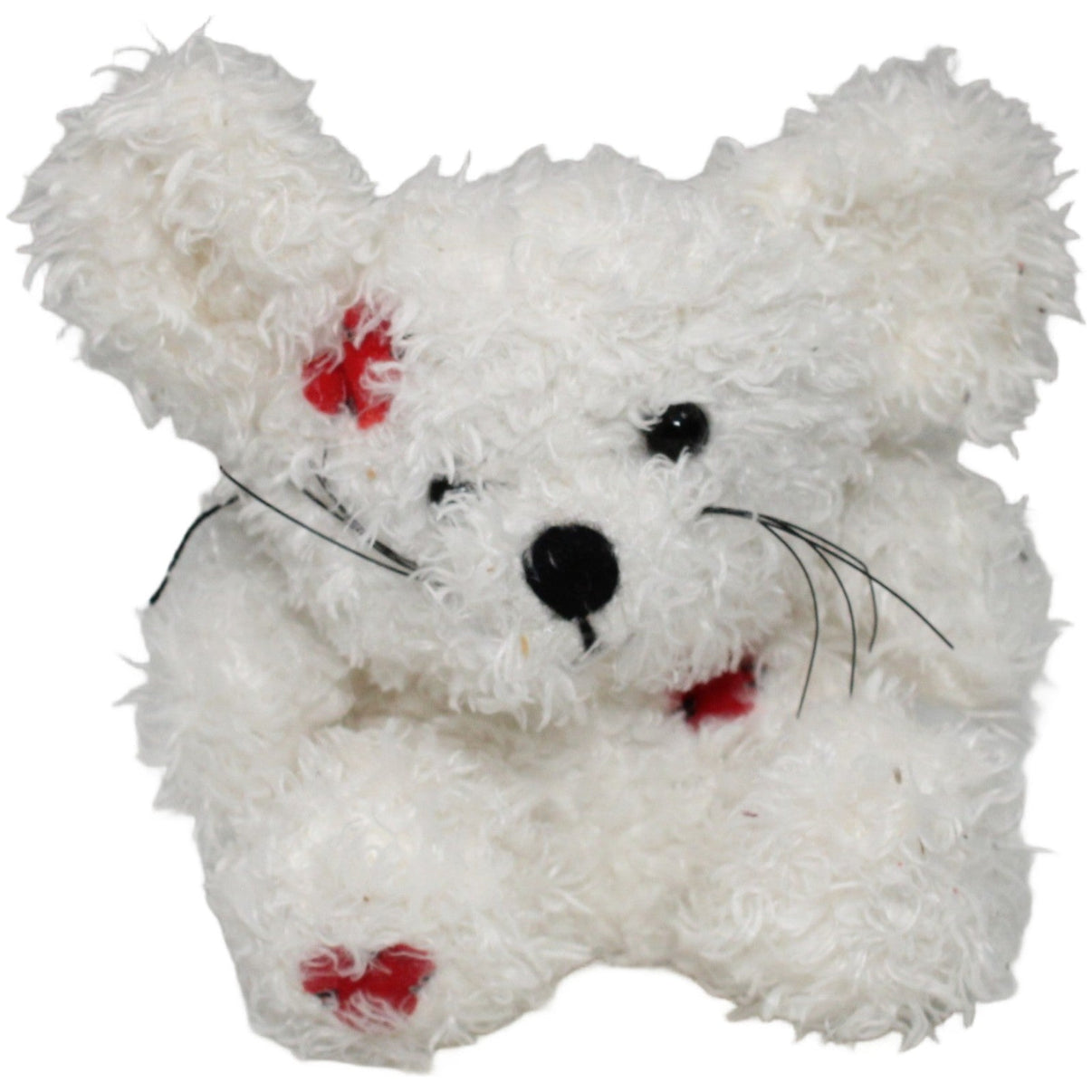 123000022377 Kik Textilien und Non - Food Kleine weiße Zottel - Maus mit Patches Kuscheltier Kumpel Leo 12cm ebay - 20 - stofftiere Gebraucht