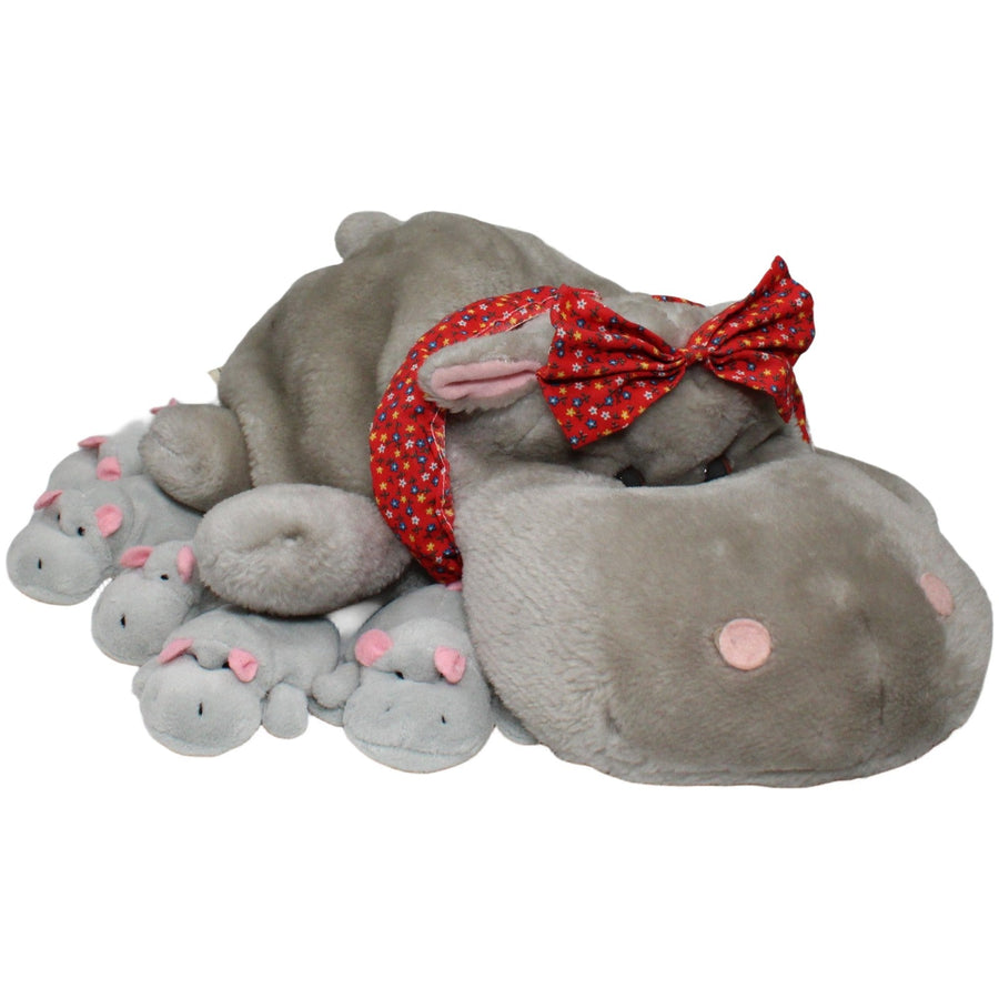 Mutter & Babys, graues Nilpferd mit 6 Babys