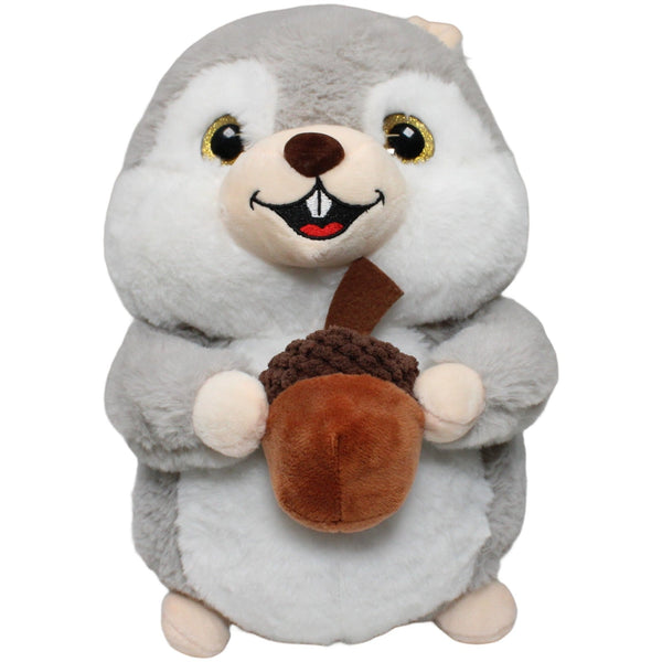 Flos Toys, graues Eichhörnchen mit Glitzeraugen & Nuss