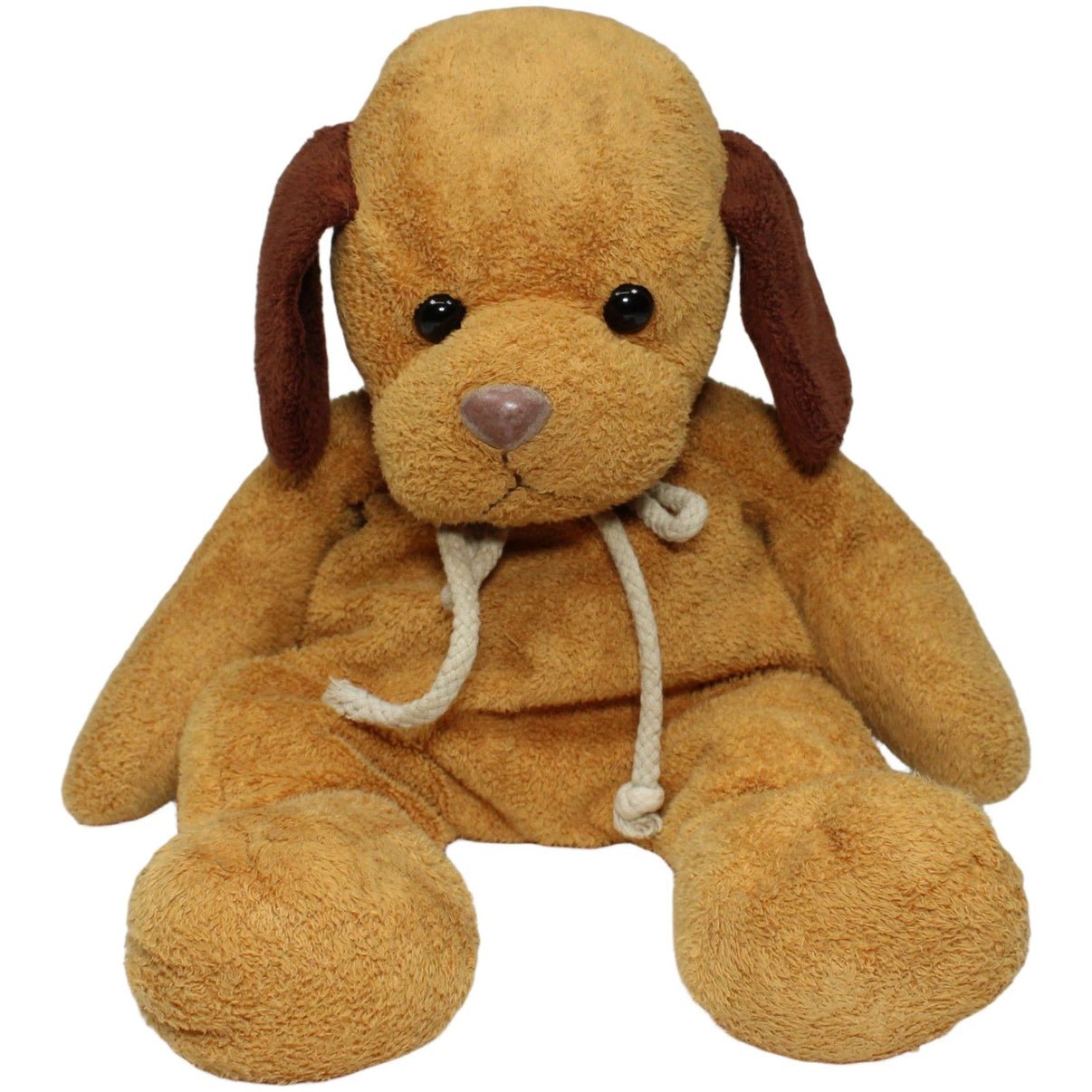 123000022537 Kuschelwuschel Süßer Hund mit Schnur - Schleife Kuscheltier Kumpel Leo 35cm Beige Braun