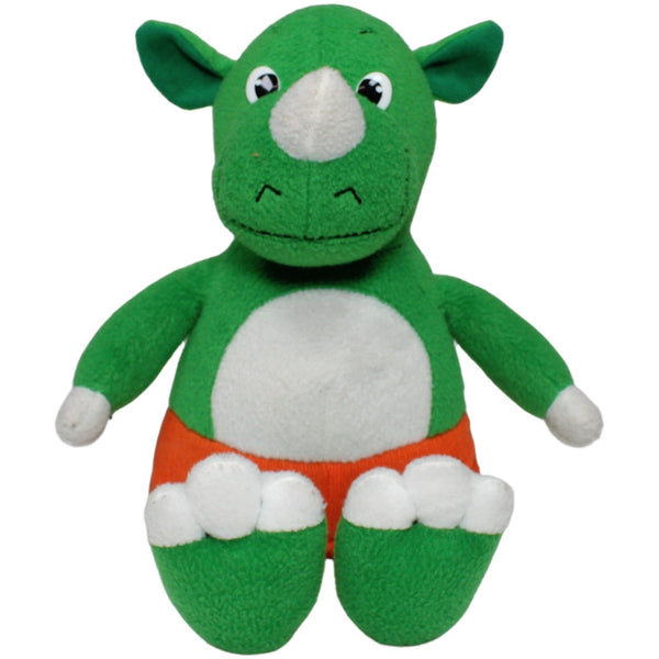 Grünes Nashorn mit oranger Hose