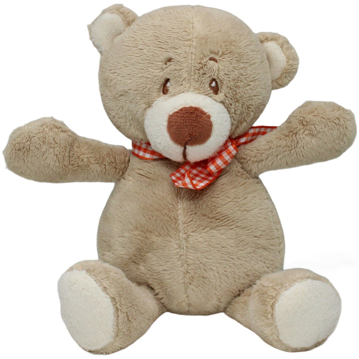 123000022618 Ergee (KiK) Süßer kleiner Bär mit orange - karierter Schleife Kuscheltier Kumpel Leo 23cm Beige ebay - 20 - stofftiere