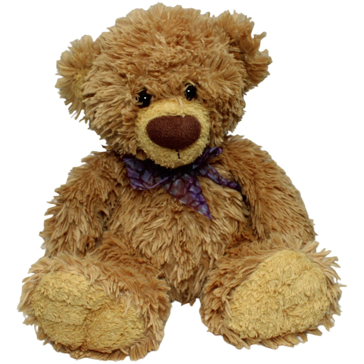 123000022708 Teddy - Hermann Zotteliger XL Teddybär mit lila Schleife, hellbraun Kuscheltier Kumpel Leo 42cm Braun ebay - 20 - stofftiere
