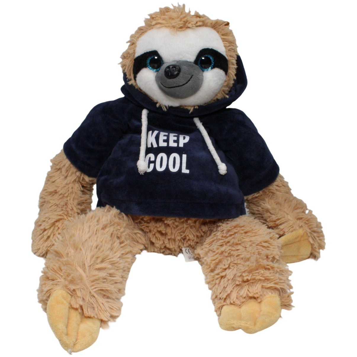 123000022724 FLOTI Flos Toys, XL Faultier "KEEP COOL" mit Klett - Händen Kuscheltier Kumpel Leo 50cm Beige Blau