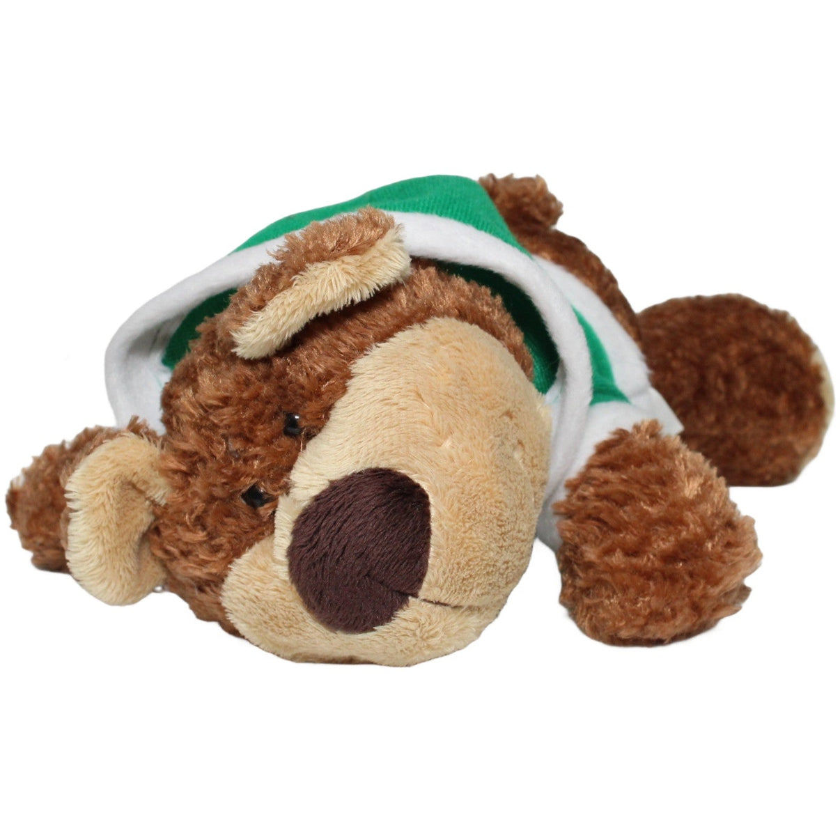123000022845 MMmedia Cinemaxx, liegender Bär mit grünem Hoodie Kuscheltier Kumpel Leo 23cm Braun Bär