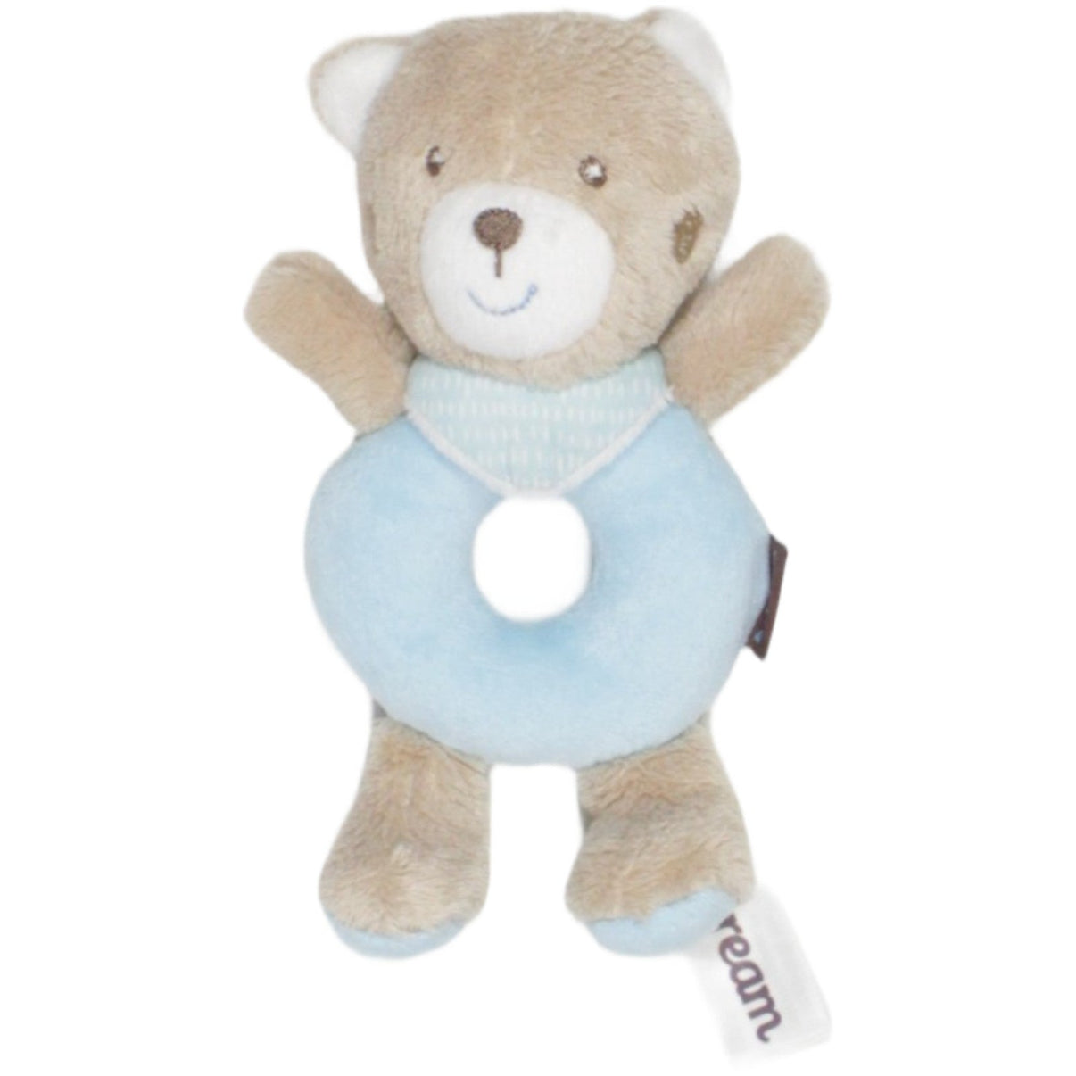 123000022946 Babydream Bär, blau Greifling mit Rassel Kumpel Leo 17cm Beige Blau