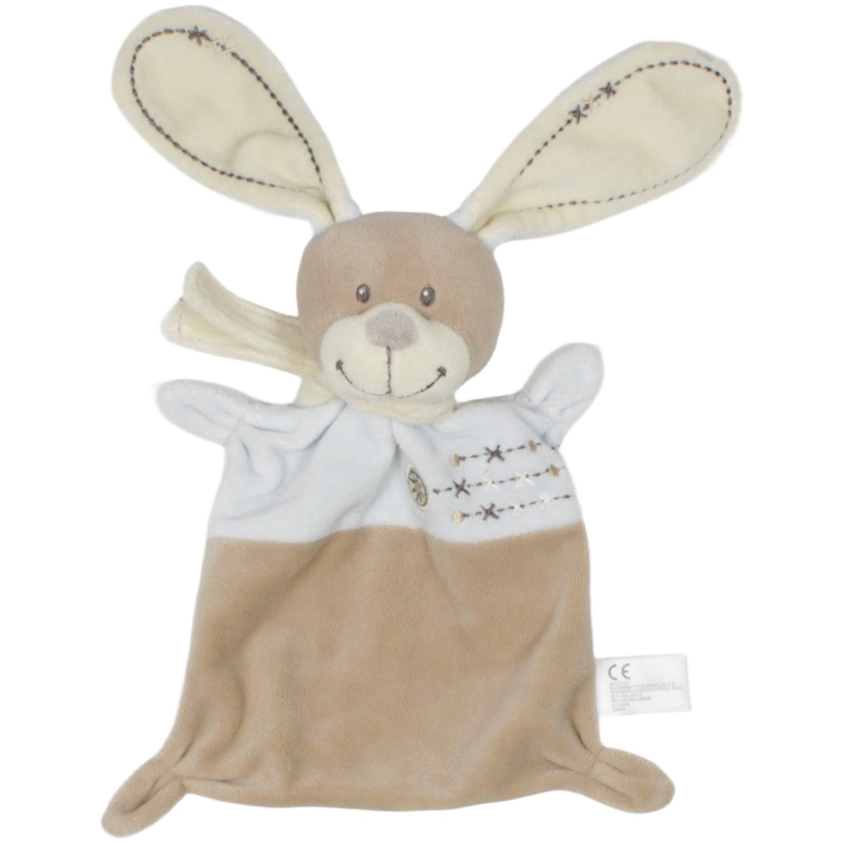 123000023088 Nicotoy Hase mit großen Ohren, beige - blau Schmusetuch Kumpel Leo 20cm 25cm Beige