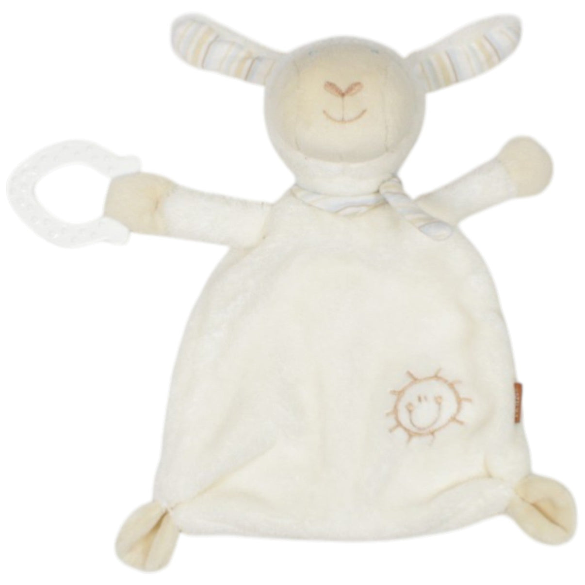 123000023098 Fehn Süßes Lamm mit Halstuch Schmusetuch mit Beißring Kumpel Leo 22cm 25cm Beige