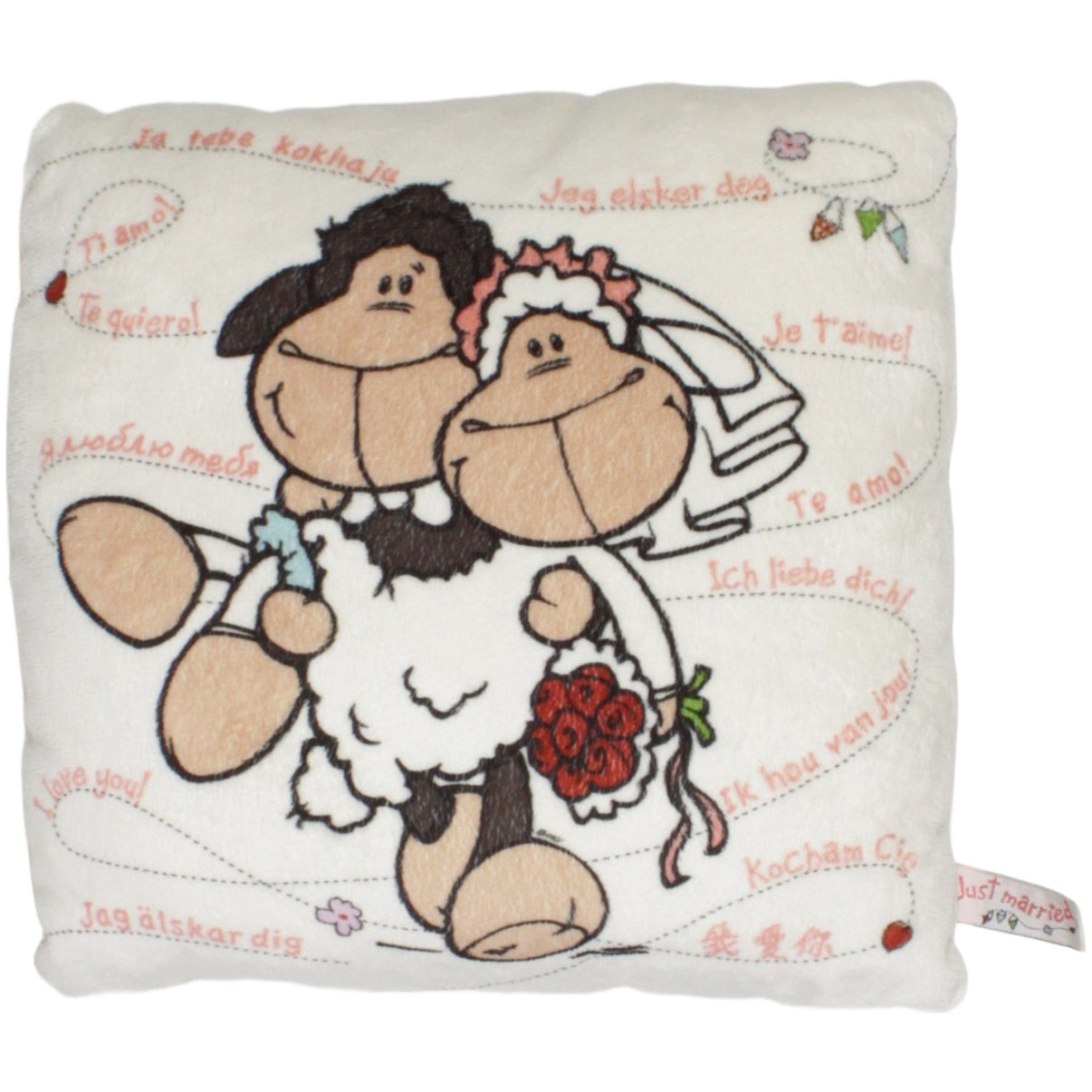 123000023141 NICI Just married, Jolly Mäh "Ich liebe dich!" quadratisch Kissen Kumpel Leo 25cm ebay - 20 - dekokissen Gebraucht