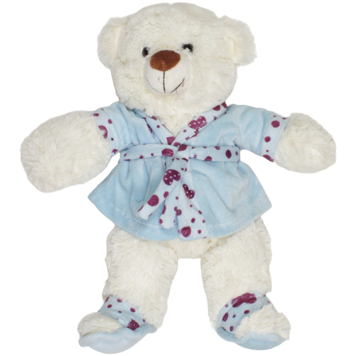 123000023200 FLOTI Flos Toys, großer Teddybär mit Bademantel und Hausschuhen Kuscheltier Kumpel Leo 37cm Beige Blau