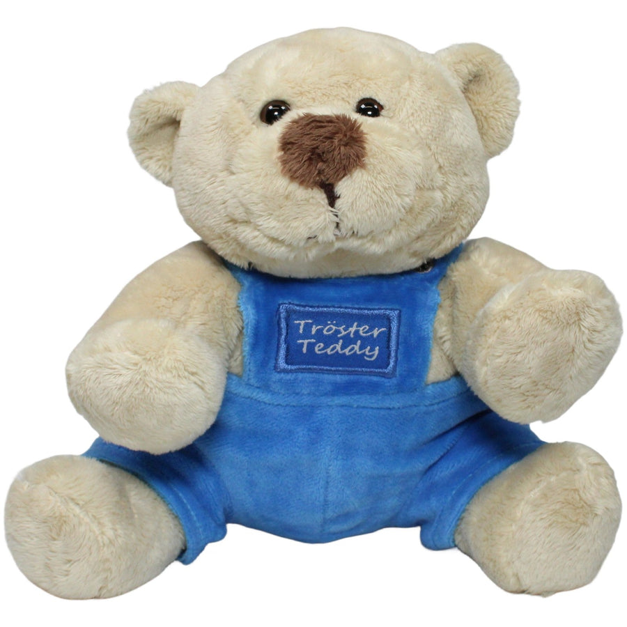 Tröster-Teddy mit blauer Latzhose
