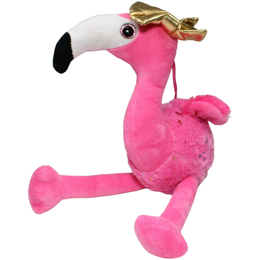 Flamingo mit goldener Schleife & Glitzeraugen