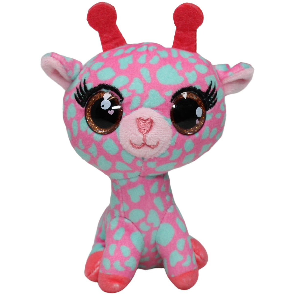 123000023427 TROY COMPANIES Ojo, pinke Giraffe mit Glitzer - Augen Kuscheltier Kumpel Leo 12cm Action Blau