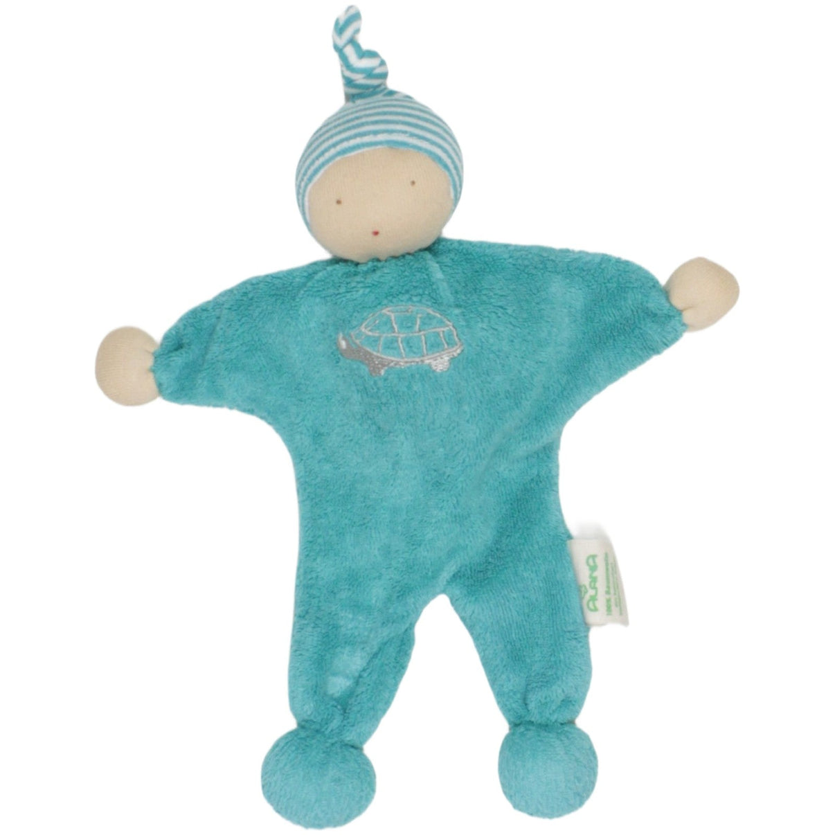 123000023562 ALANA Frottee - Wichtel mit Schildkröte, türkis Püppchen Kumpel Leo 24cm _Wieder Da_ ALANA