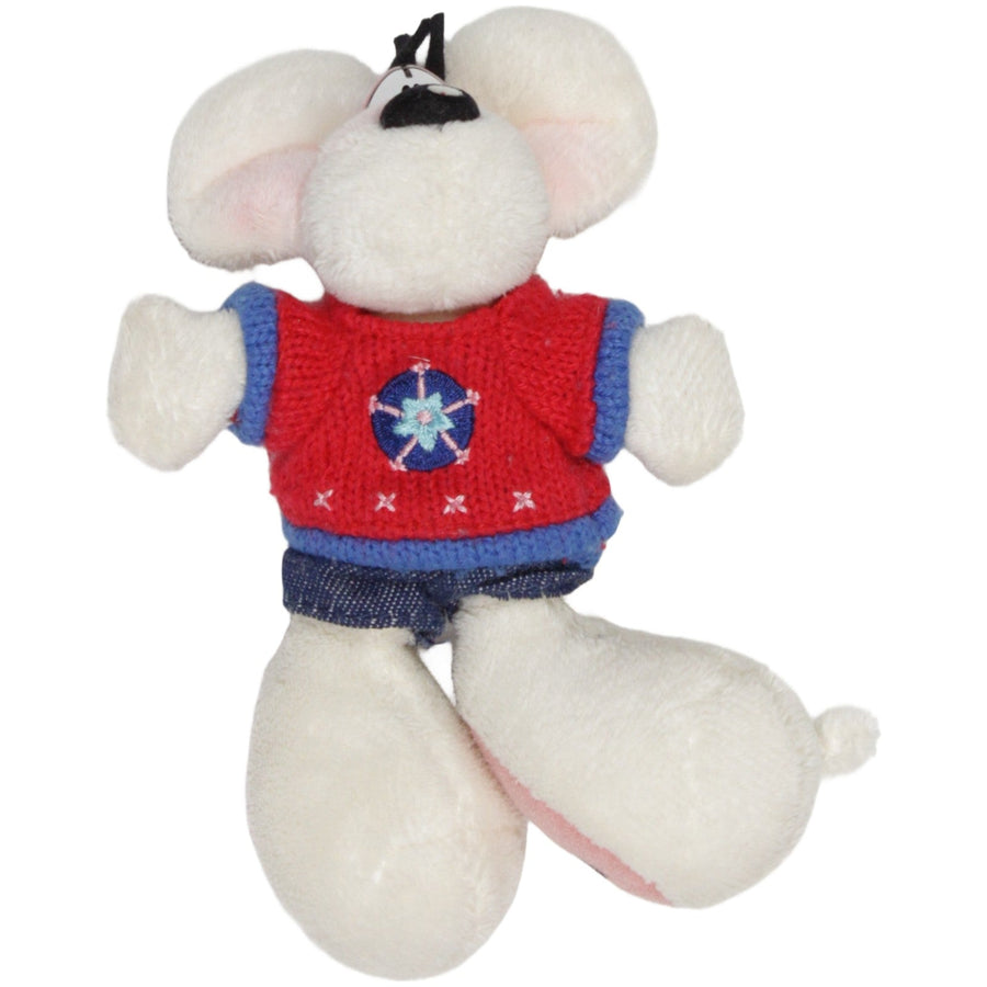 Weiße Diddl-Maus mit Winterpulli, klein