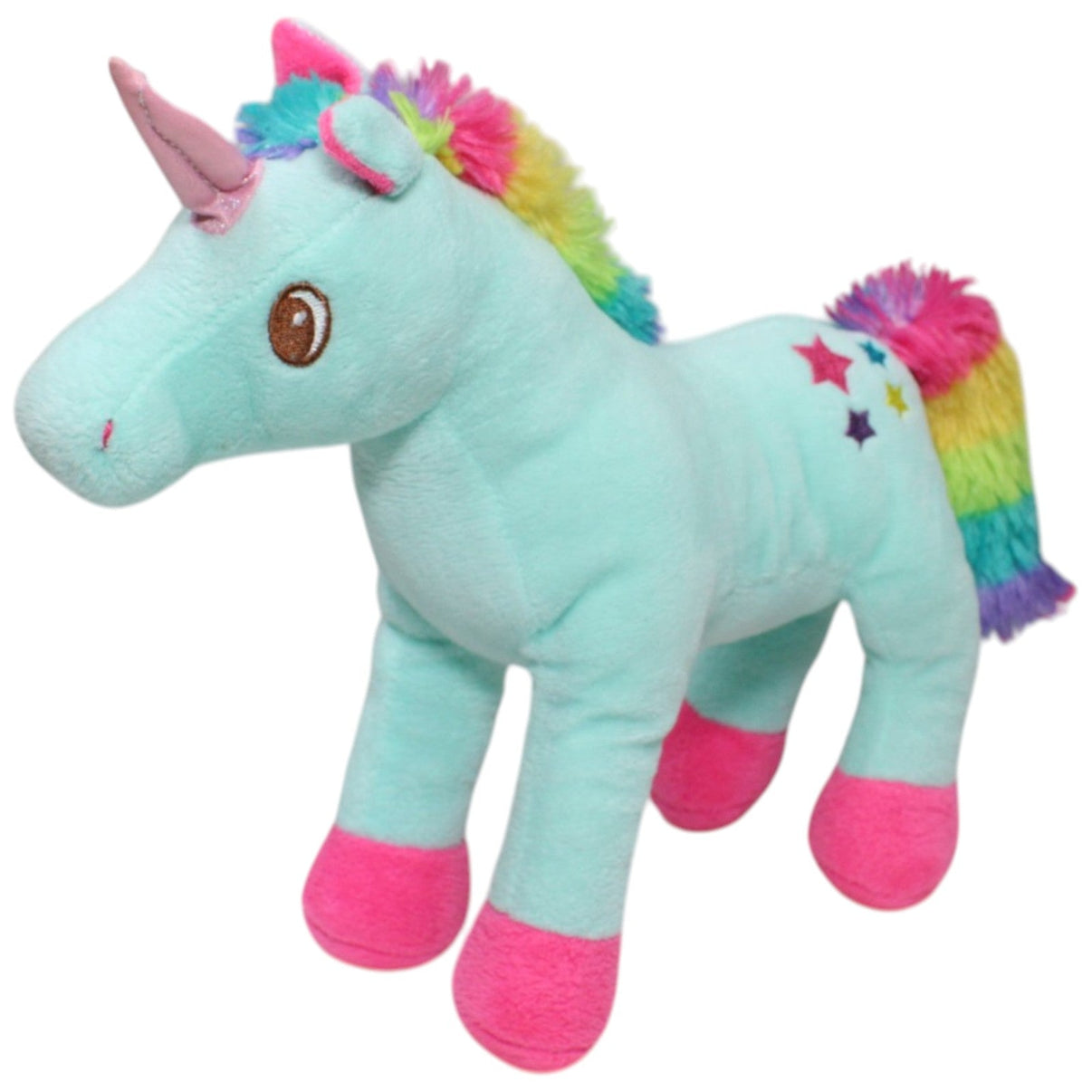 123000023699 TEDI Kuschelfreund, türkises Einhorn mit bunter Mähne Kuscheltier Kumpel Leo 30cm Blau ebay - 20 - stofftiere