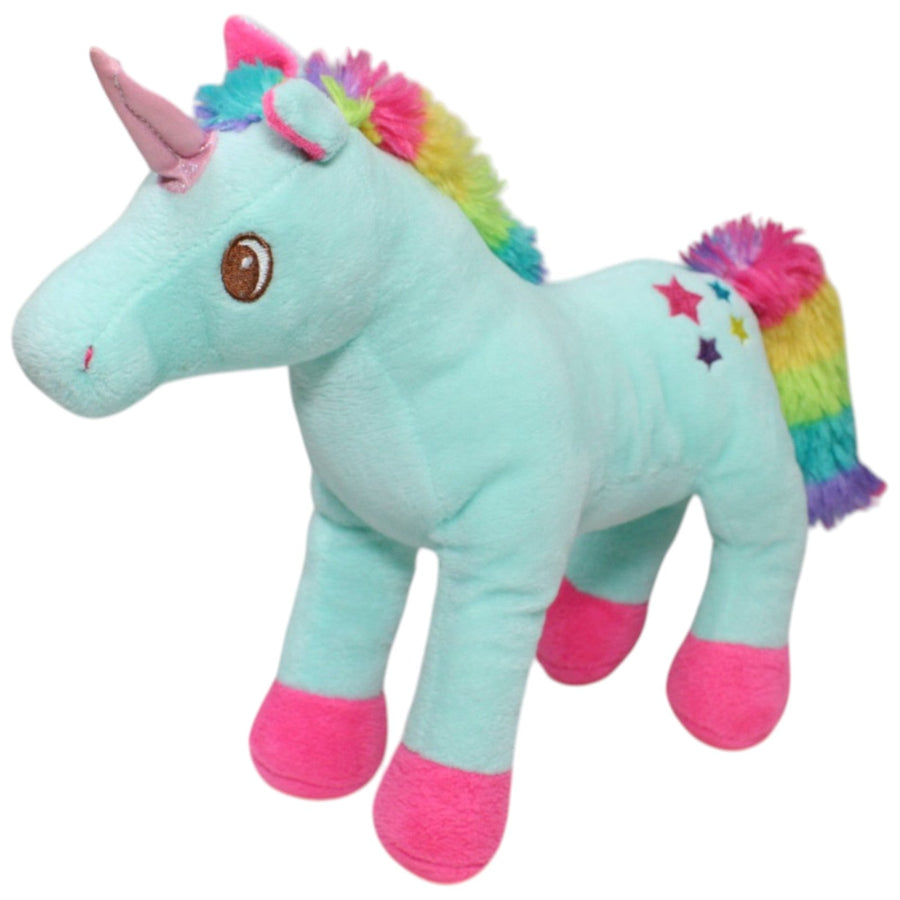 Kuschelfreund, türkises Einhorn mit bunter Mähne