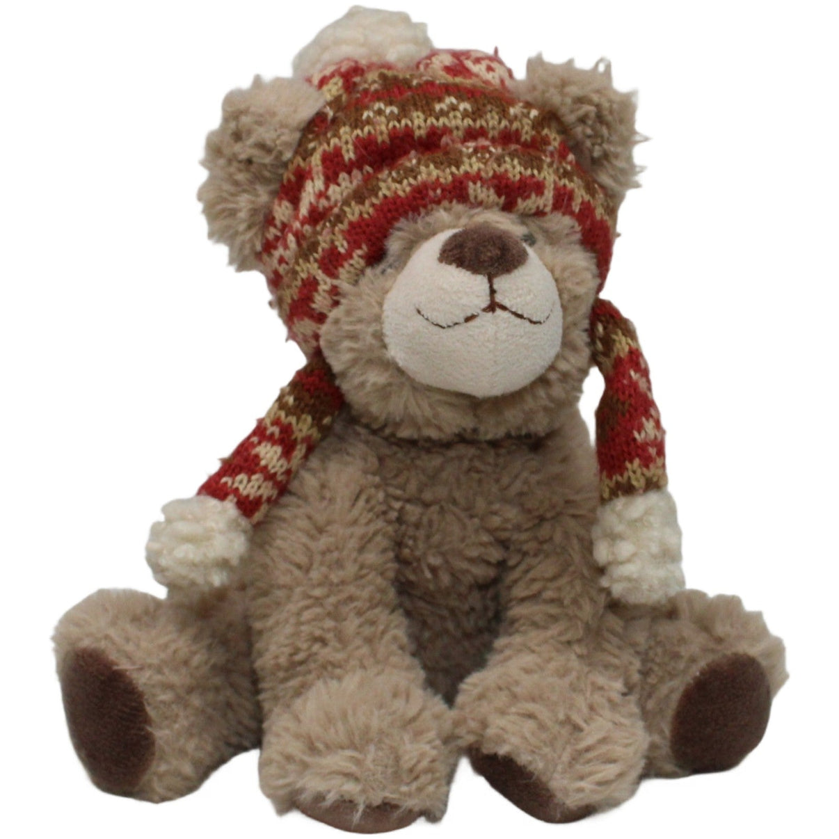 123000024015 Müller Süßer Bär mit winterlicher Bommelmütze, sitzend Kuscheltier Kumpel Leo 20cm Beige Bär