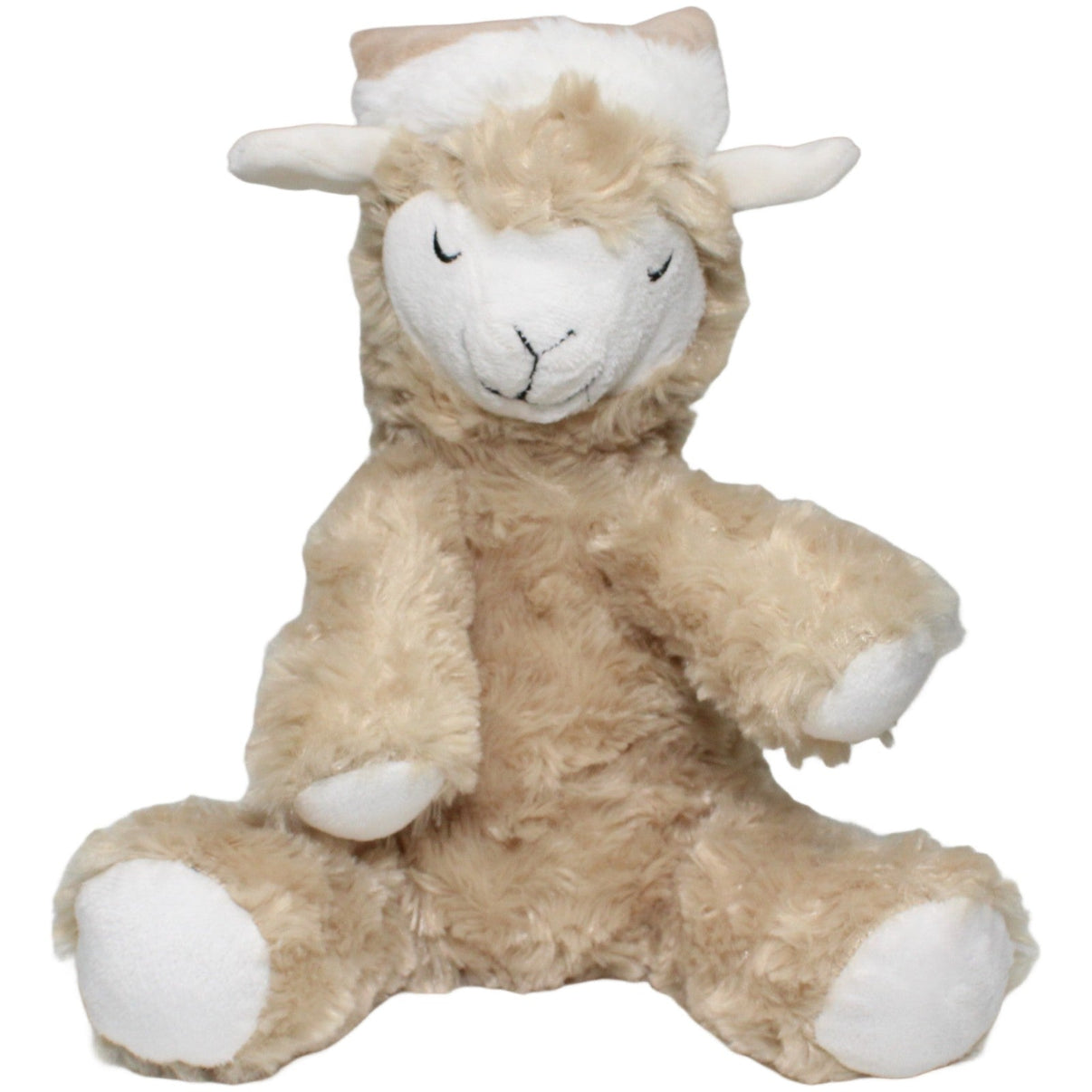 123000024138 CASA INTERNATIONAL Schlafendes Lama mit Zipfelmütze, sitzend Kuscheltier Kumpel Leo 28cm Alpaka Beige