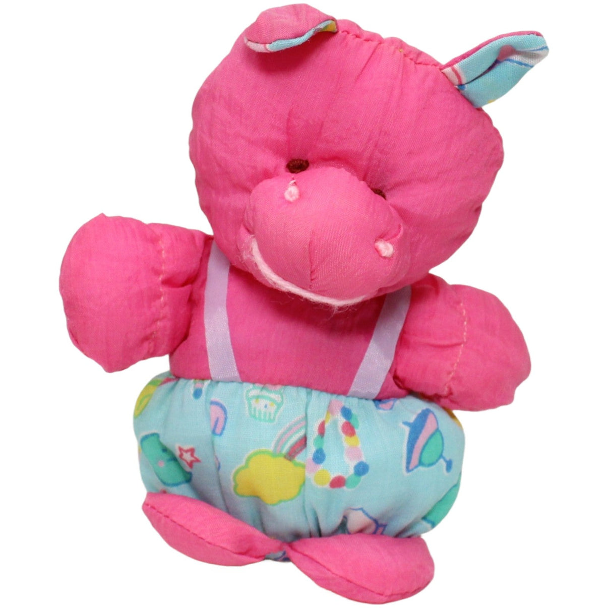 123000024532 Unbekannt Knautschi, pinkes mini Nilpferd in Latzhose Kuscheltier Kumpel Leo 13cm Blau ebay - stofftiere