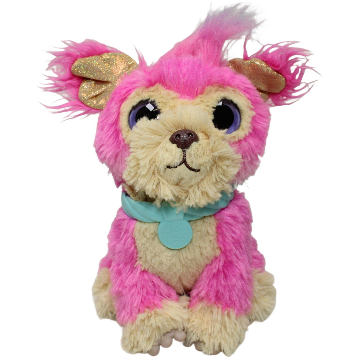 123000024599 Moose Toys Cutie Cuts, pinker Hund mit Glitzerohren Kuscheltier Kumpel Leo 2020 20cm Beige