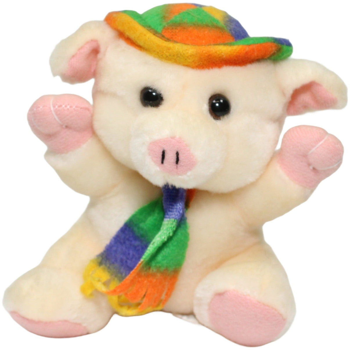 123000024658 GAG Kleines Schwein mit buntem Hut, sitzend Kuscheltier Kumpel Leo 13cm ebay - stofftiere Gebraucht