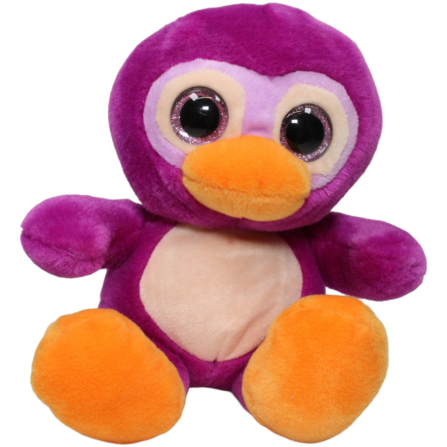 Lila Pinguin mit Glitzeraugen, sitzend