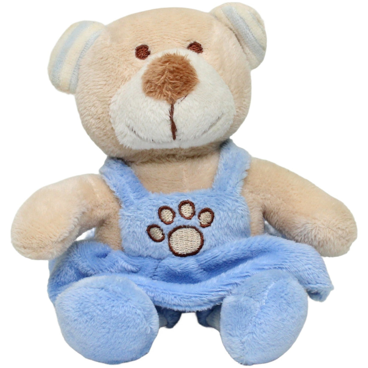 123000024732 Centor Warenhandel X - Toys, Bär im blauen Kleid mit Rassel Kuscheltier Kumpel Leo 15cm Beige Blau