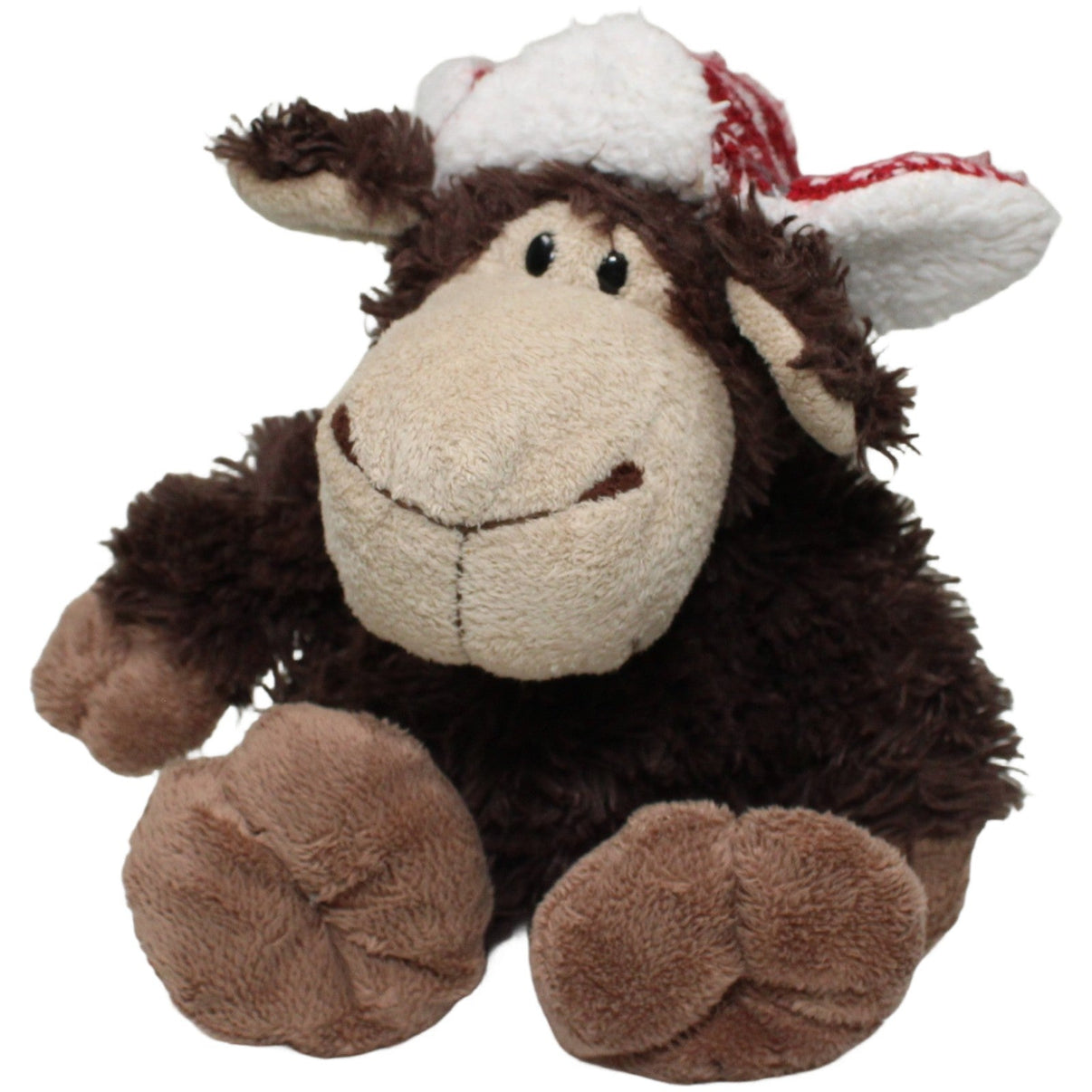 123000024865 Unbekannt Braunes Zottelschaf mit Wintermütze Kuscheltier Kumpel Leo 32cm Beige Braun