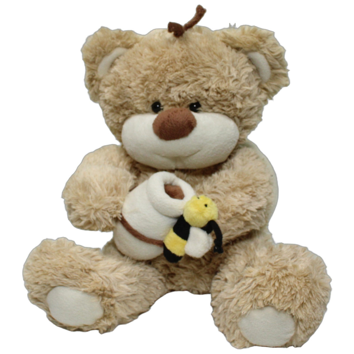 123000024938 Unbekannt Flauschiger Bär mit Flügel, Biene & Honigtopf, sitzend Kuscheltier Kumpel Leo 35cm Beige Biene