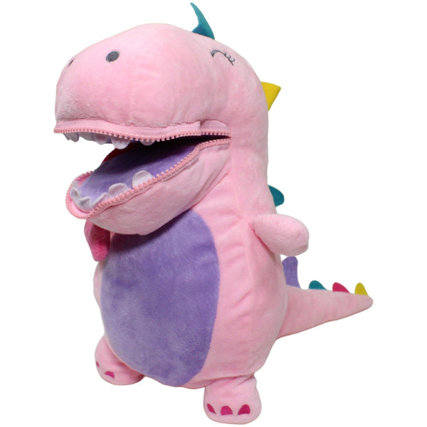 Süßer Dino mit Reisverschluss-Mund & Knochen, rosa