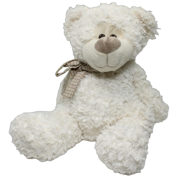 XL Zotteliger Teddybär mit Schal, weiß